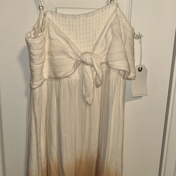 Orange and White Spaghetti Strap Midi Sundress - Picture 4 of 7